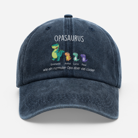 0114AGE1 opasaurus personalisiertes geschenk washed cap opa papa dino 0114ajsk5b
