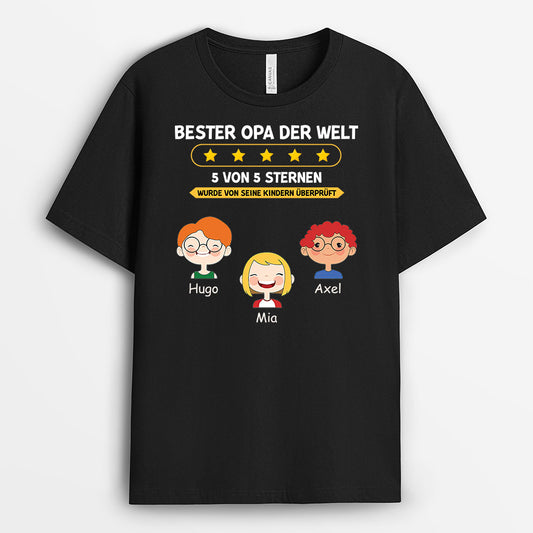 0924AGE2 Personalisierte Geschenke T Shirt Stern Kinder Enkelkinder Papa Opa