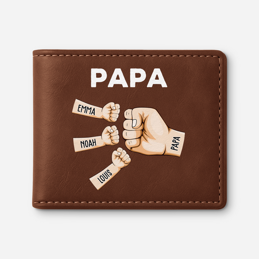 0958JGE1 papa kinder mit fausten personalisierte geldborse herren_ 0958J5H7B