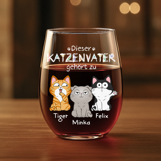 1295IGE1 dieser katzenpapa gehort zu _personalisiertes weinglas ohne stiel katzen 1295I8N8D