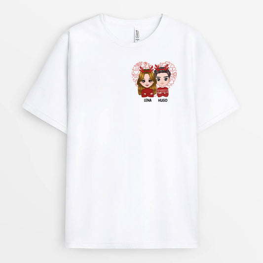 1378AGE1 personalisierter paar mit herz weihnachten tshirt