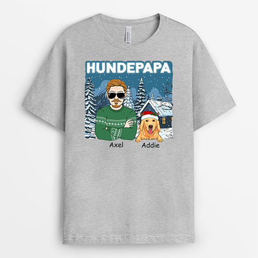 1437AGE2 personalisiertes cooler hundepapa zu weihnachten t shirt