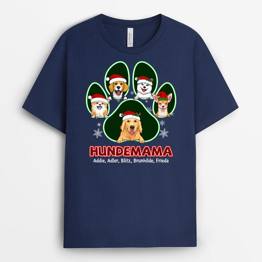 1485AGE2 personalisiertes hundemama hundepapa mit pfote zu weihnachten t shirt