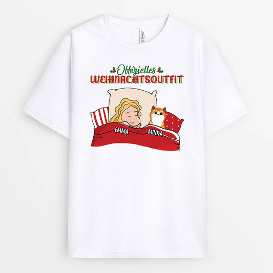 1543AGE2 personalisiertes offizielles weihnachtsoutfit mit katzen t shirt