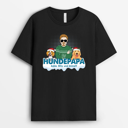 1638AGE1 personalisiertes hundemama hundepapa mit schneeflocken t shirt