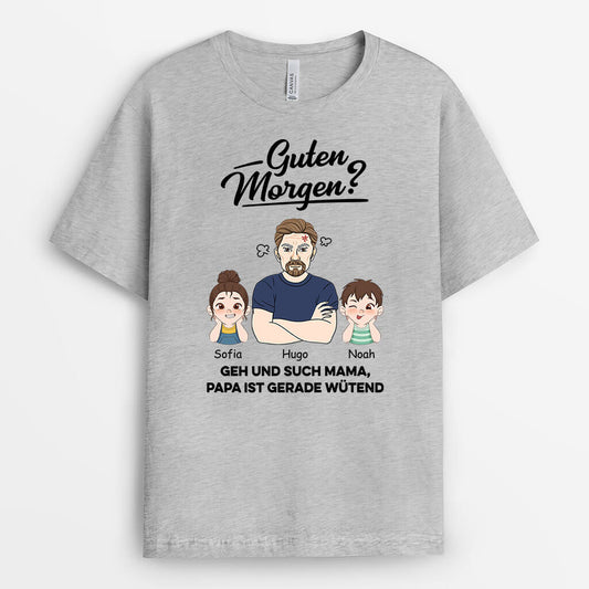 2023AGE2 personalisiertes guten morgen geh und such papa t shirt