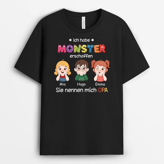 2402AGE1 personalisiertes ich habe monster erschaffen sie nennen mich opa papa t shirt 2402a948b