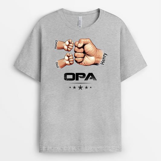 2407AGE2 papa und kinder mit fausten t shirt papa personalisiert_ mit lebendigen zeichnung 2407A5H5B