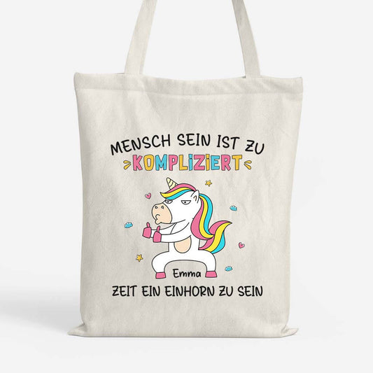 2637BGE1 ein einhorn zu sein lustige tragetasche personalisiert