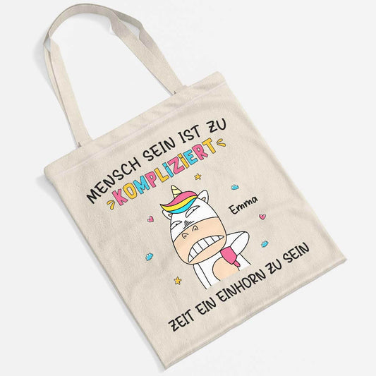2637BGE2 ein einhorn zu sein lustige tragetasche personalisiert