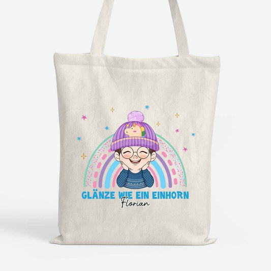 2638BGE1 glanze wie ein einhorn perosnalisierte tragetasche fur kinder