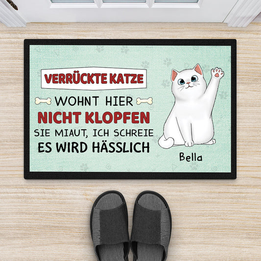 2642DGE2 verruckte katzen wohnen hier personalisierte fussmatte fur katzenbeliebhaber