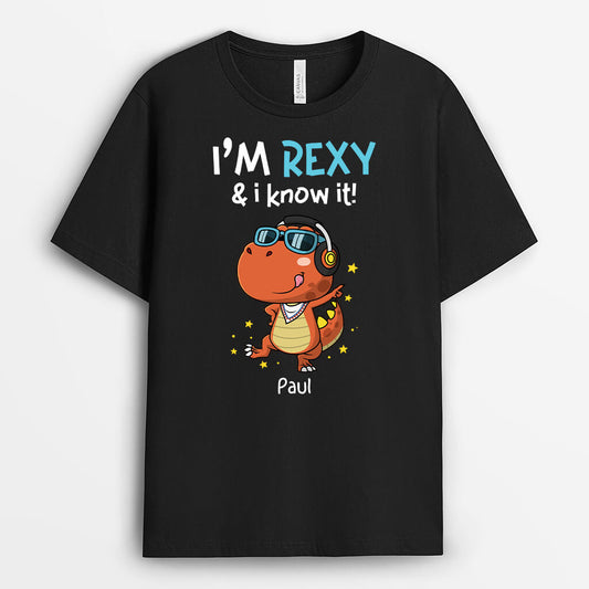 2667AGE2 ich bin rexy und ich weiss es lustiges t shirt fur manner personalisiert