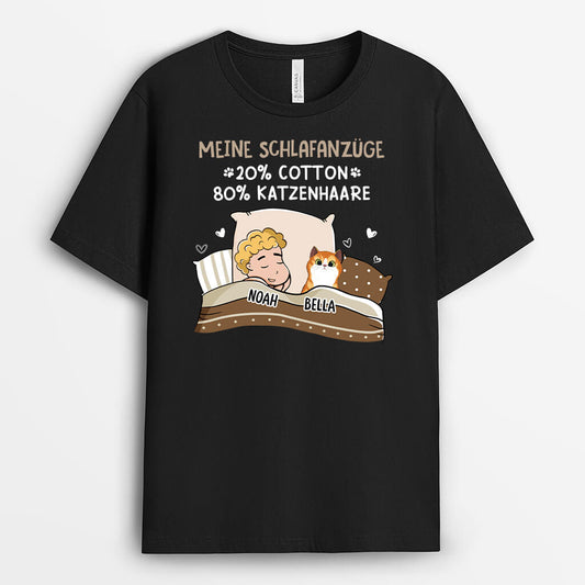 2729AGE1 mein pyjama 20_ baumwolle 80_ katzenhaare personalisiertes t shirt fur katzenliebhaber