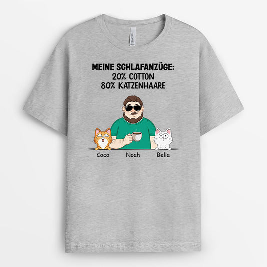 2735AGE2 mein pyjama 20_ baumwolle 80_ katzenhaare weisses t shirt fur katzenliebhaber personalisiert
