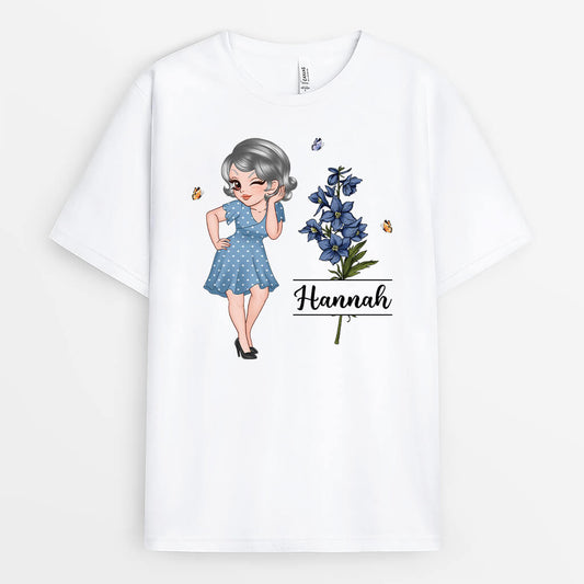 2776AGE1 frau und blumen personalisiertes t shirt fur frauen