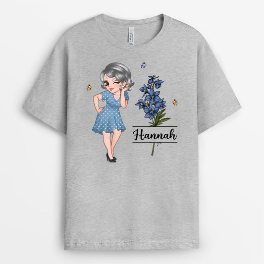 2776AGE2 frau und blumen personalisiertes t shirt fur frauen
