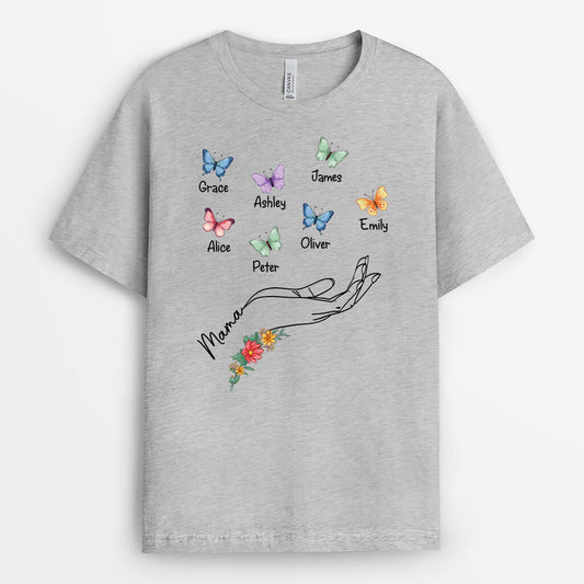 2782AGE2 mama und schmetterlinge personalisiertes t shirt fur mamas