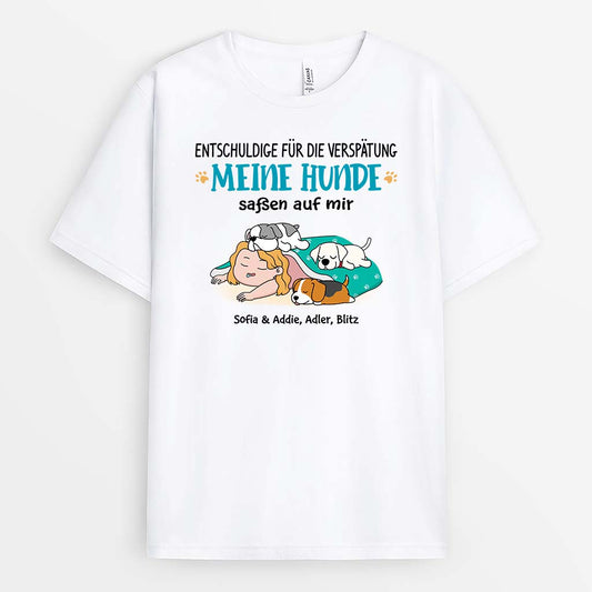 2827AGE1 entschuldige fur die verspatung meine katze sass auf mir lustiges t shirt fur hundeliebhaber personalisiert