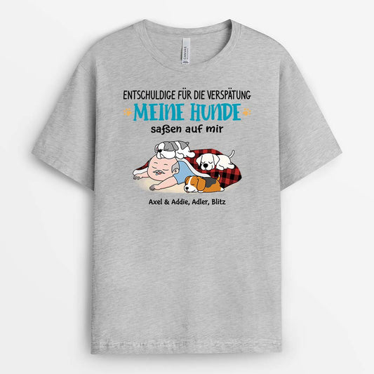 2827AGE2 entschuldige fur die verspatung meine katze sass auf mir lustiges t shirt fur hundeliebhaber personalisiert
