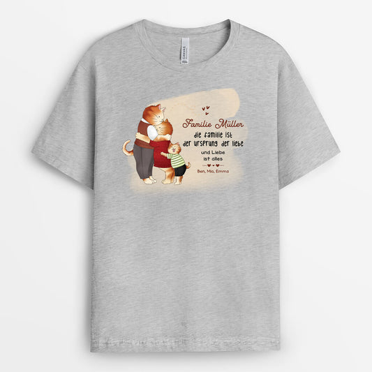 2850AGE2 die familie ist der ursprung der liebe und liebe ist alles personalisiertes t shirt fur die familie
