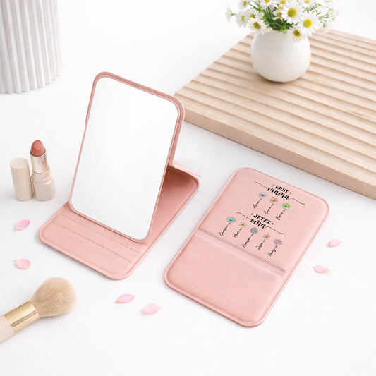 2851AGE2 erst mama jetzt oma personalisiertes geschenk taschenspiegel blumen 2851aj6q5a
