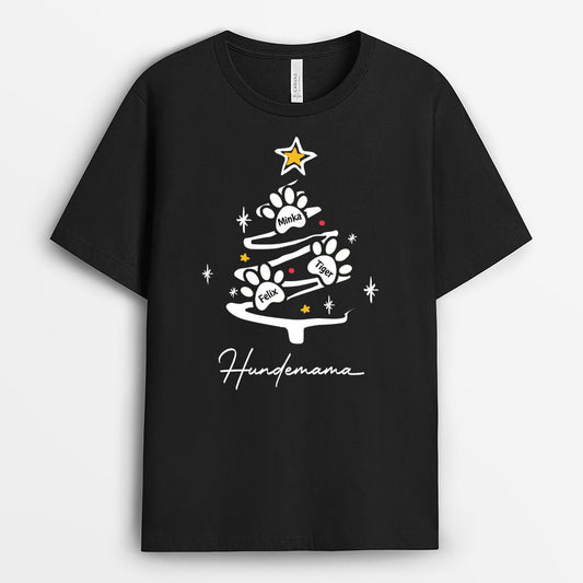 2960AGE1 hundemama und weihnachtsbaum personalisiertes t shirt fur hundeliebhaber