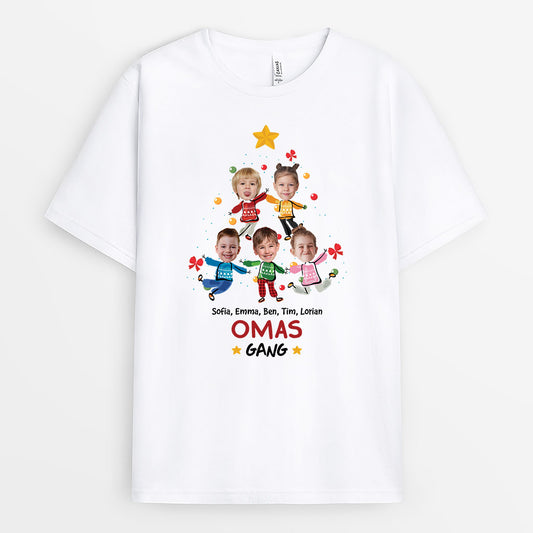 2964AGE1 omas bande und weihnachtsbaum personalisiertes t shirt mit gesicht fur omas 2964a