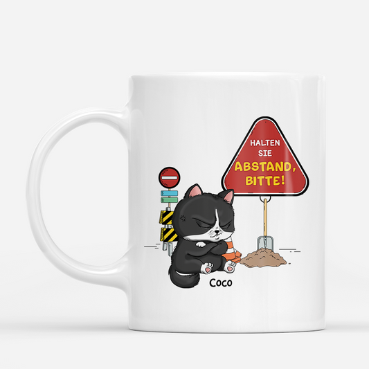 2967MGE1 halten sie abstand bitte personalisierte tasse fur katzenliebhaber 2967m