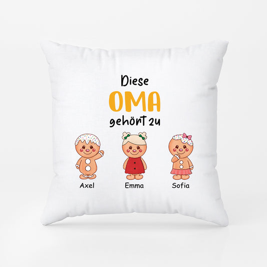 2977PGE1 diese oma mama gehort zu lebkuchenmann personalisiertes kissen fur damen zu weihnachten 2977p