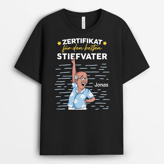 3035AGE1 zertifikat furden besten stiefvater personalisiertes t shirt fur stiefvater