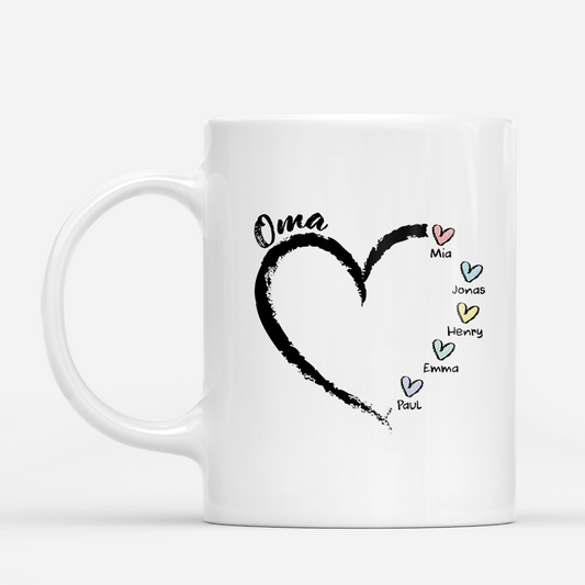 3044MGE1 oma und enkelkinder herzen buntstifte personalisiertes geschenk mama oma tasse 3044m8m5a