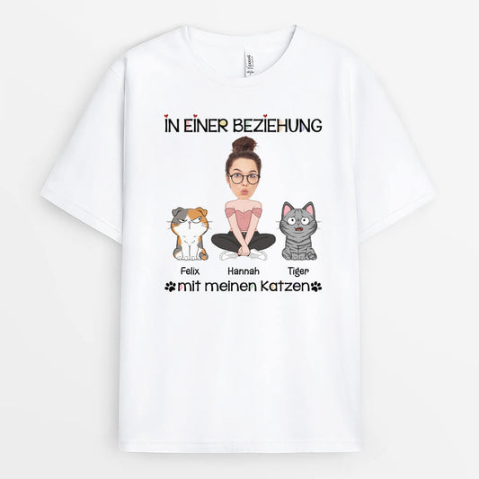 3062AGE3 in einer beziehung mit meinen katzen personalisiertes t shirt fur katzenliebhaber