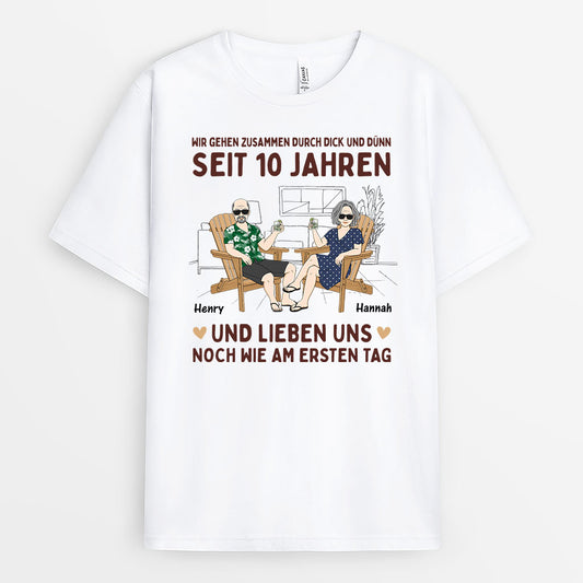 3065AGE1 wir haben schon dick und dunn miteinander durchgestanden personalisiertes t shirt fur paare