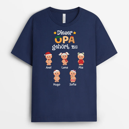 3068AGE1 dieser opa gehort zu lebkuchenmann personalisiertes t shirt fur opas zu weihnachten