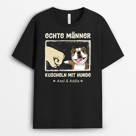 3092AGE1 echte manner kuscheln mit hunden personalisiertes t shirt fur hundeliebhaber