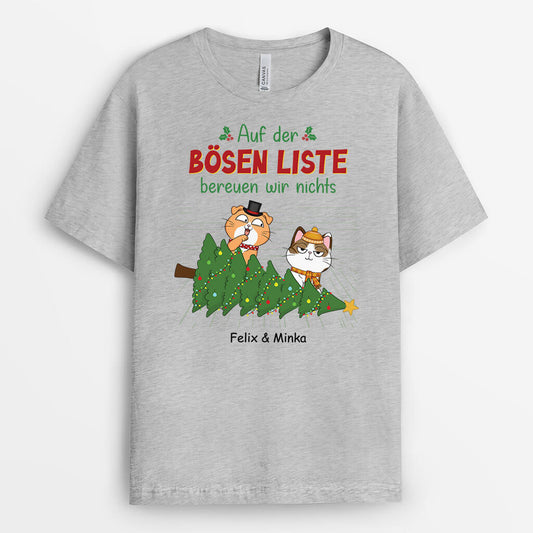 3110AGE2 auf der bosen liste bereuen wir nichts personalisiertes t shirt fur katzenliebhaber
