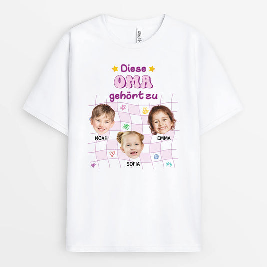 3147AGE1 diese oma mama gehort zu personalisiertes t shirt mit gesicht fur damen
