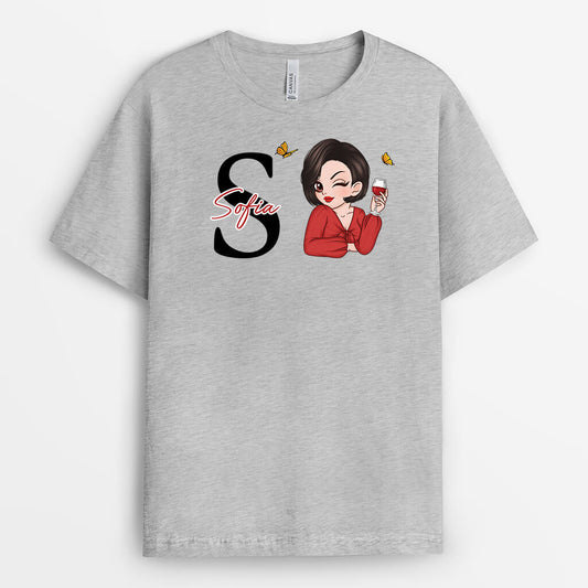 3155AGE2 alphabet namen personalisiertes t shirt fur damen