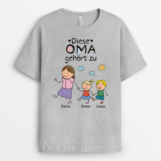 3175AGE2 diese oma mama gehort zu hand in hand personalisiertes t shirt fur damen