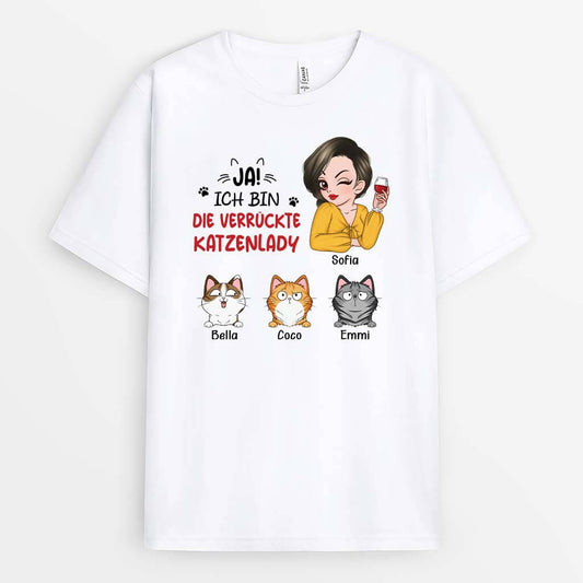 3244AGE1 ja ich bin die verruckte katzenlady personalisiertes t shirt fur katzenliebhaber