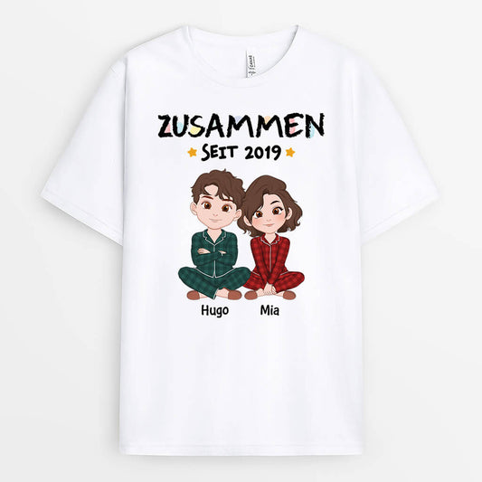 3269AGE1 zusammen seit wachsmalstift personalisiertes t shirt fur paare