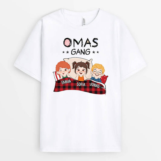 3286AGE1 omas mamas bande im bett personalisiertes t shirt fur damen