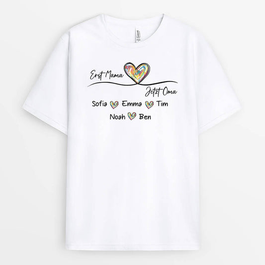 3294AGE1 fruher mama jetzt oma kindernamen personalisiertes t shirt fur damen