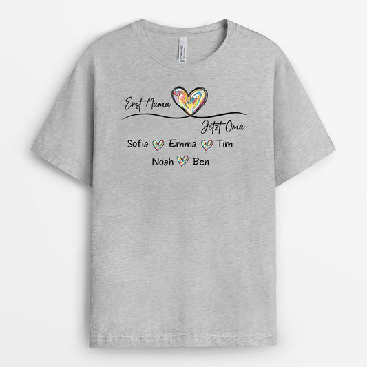 3294AGE2 fruher mama jetzt oma kindernamen personalisiertes t shirt fur damen