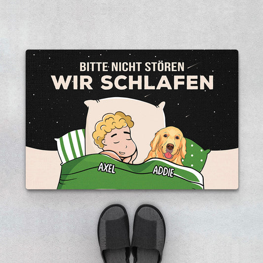 3311DGE1 bitte nicht storen ich schlafe lustige fussmatte fur hundeliebhaber personalisieren