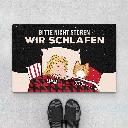 3311DGE1 bitte nicht storen ich schlafe lustige fussmatte fur katzenliebhaber personalisieren