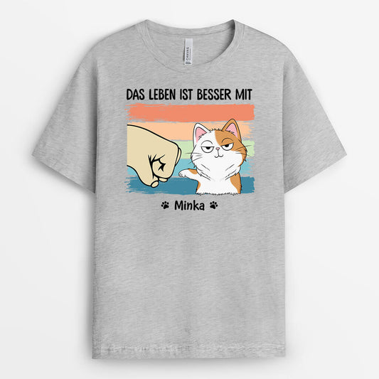 3314AGE2 das leben ist besser mit katzen personalisiertes t shirt fur katzenliebhaber