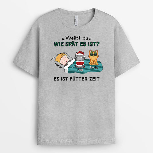 3318AGE2 weisst du wie spat es ist lustiges t shirt fur katzenliebhaber personalisieren