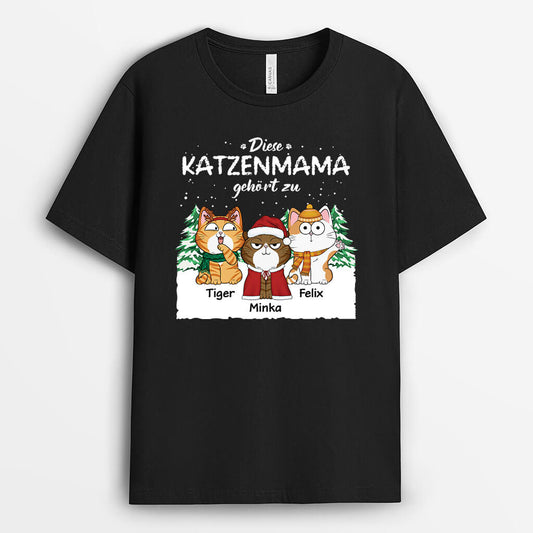 3322AGE1 diese katzenmama gehort zu personalisiertes t shirt fur katzenliebhaber weihnachten hintergrund